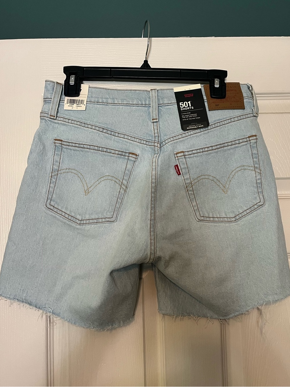 Levi's 501 Light Wash High-Rise Mid-Thigh Jean Shorts - Picture 3 of 5